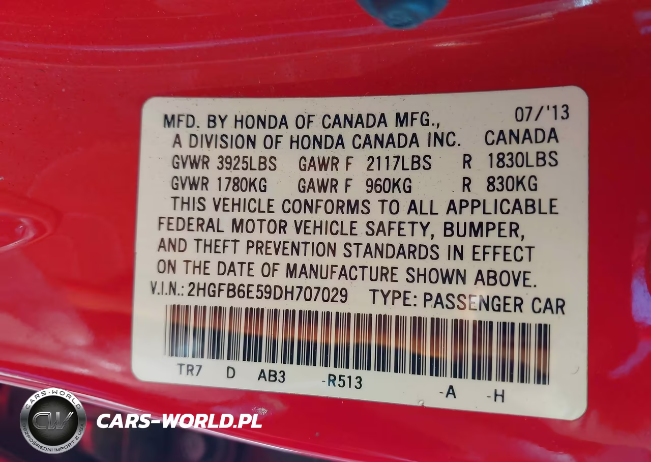 2013 Honda Civic Si VIN:2HGFB6E59DH707029 - 9
