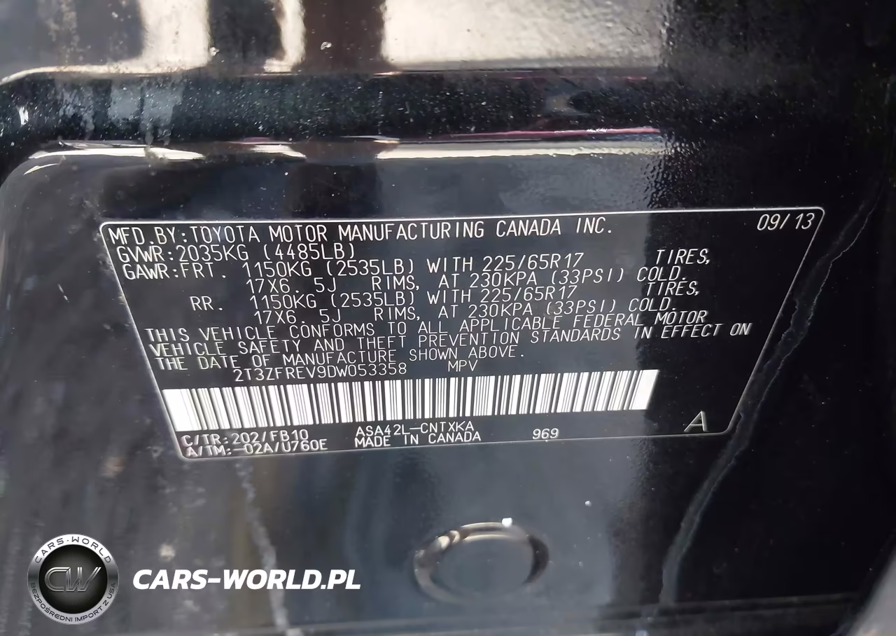 2013 Toyota Rav4 Le VIN:2T3ZFREV9DW053358 - 9