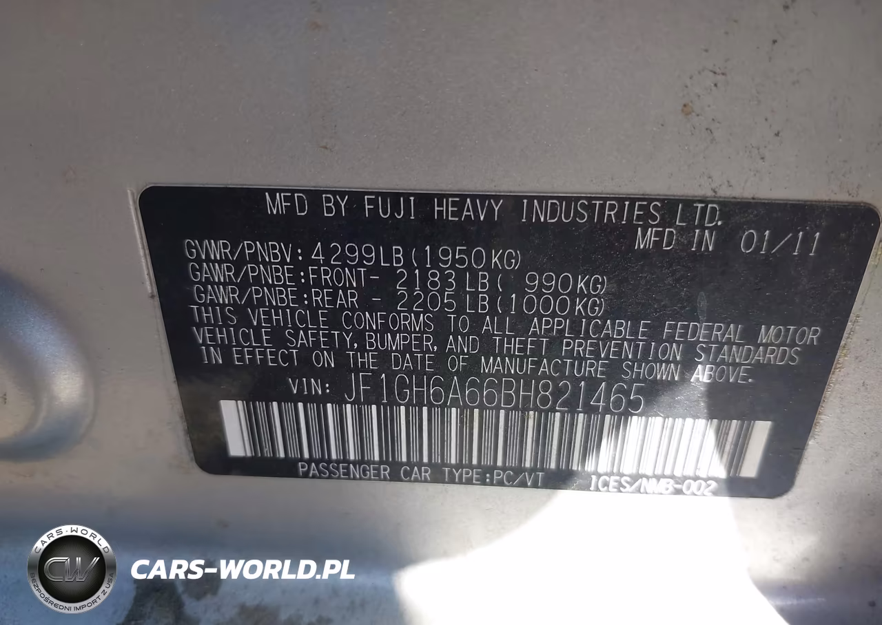 2011 Subaru Impreza 2.5I VIN:JF1GH6A66BH821465 - 9