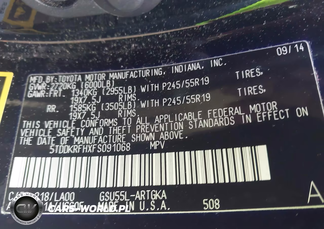 2015 Toyota Highlander Limited V6 VIN:5TDDKRFHXFS091068 - 9