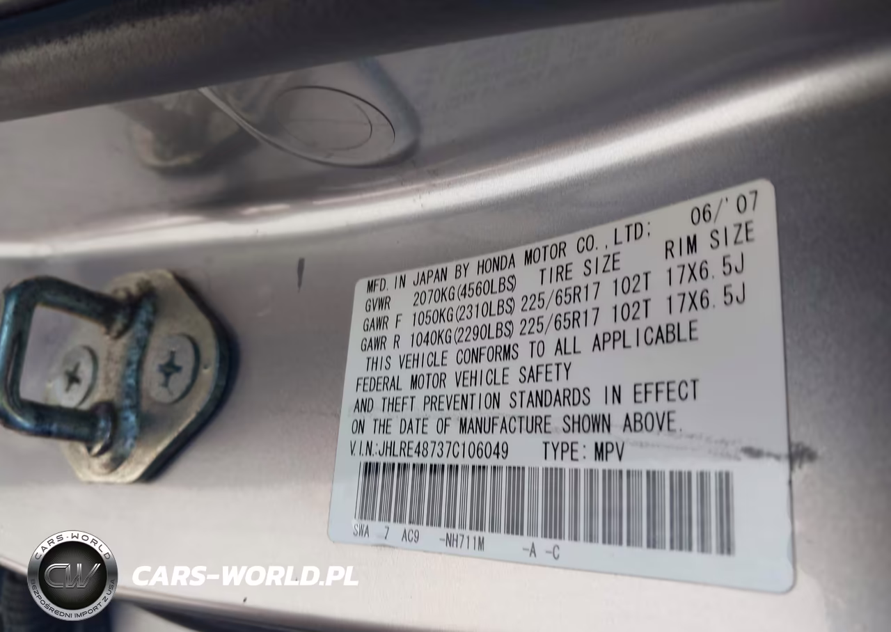 2007 Honda Cr-V Ex-L VIN:JHLRE48737C106049 - 9