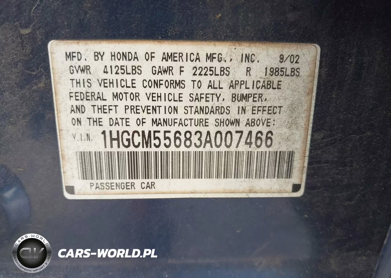 2003 Honda Accord 2.4 Ex VIN:1HGCM55683A007466 - 9