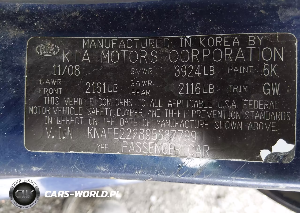 2009 Kia Spectra Ex VIN:KNAFE222895637799 - 9