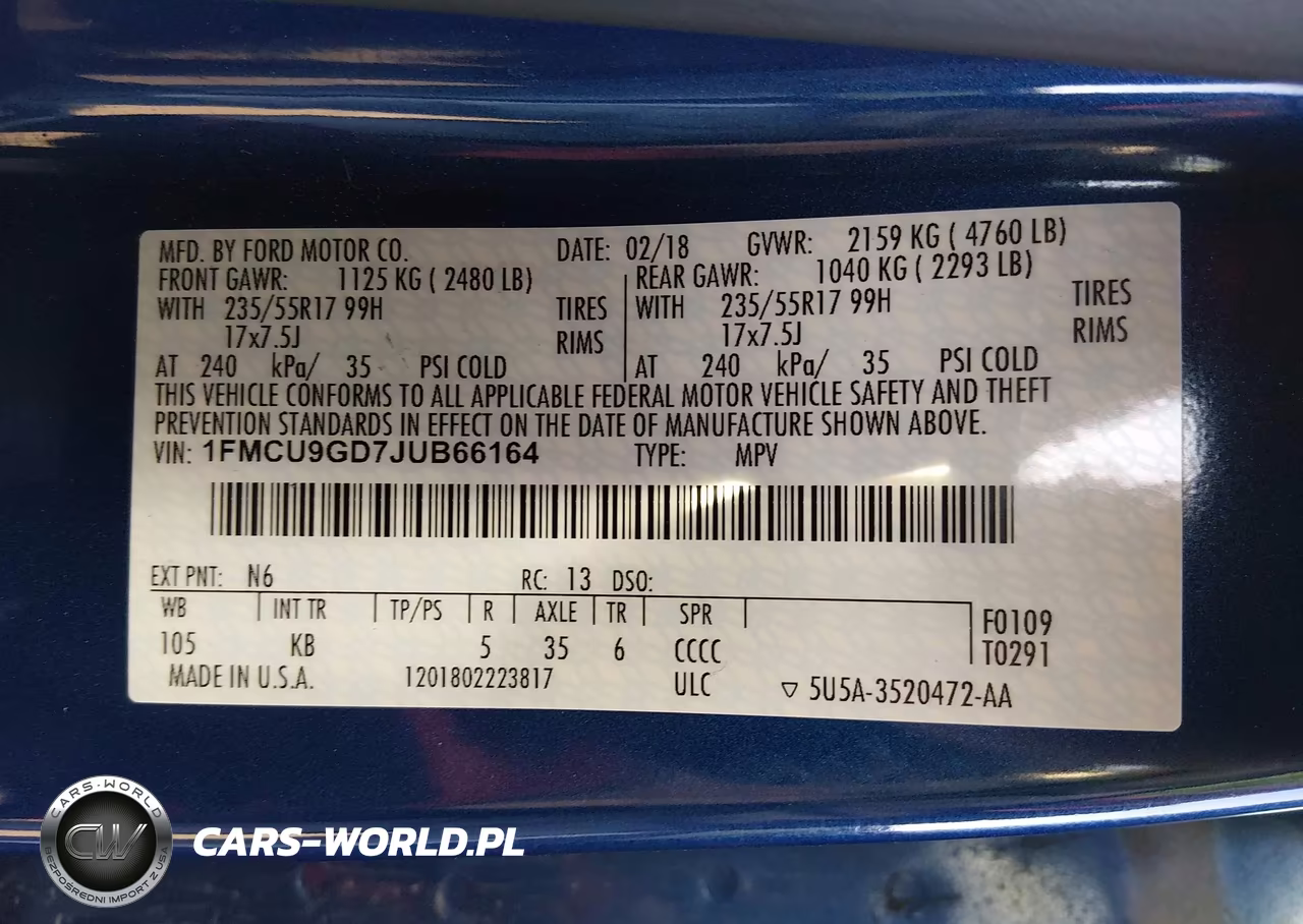 2018 Ford Escape Se VIN:1FMCU9GD7JUB66164 - 9