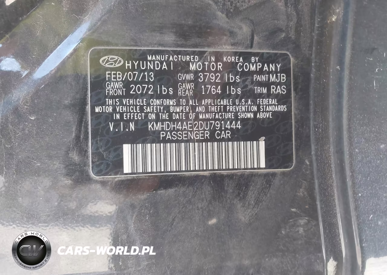 2013 Hyundai Elantra Gls VIN:KMHDH4AE2DU791444 - 9