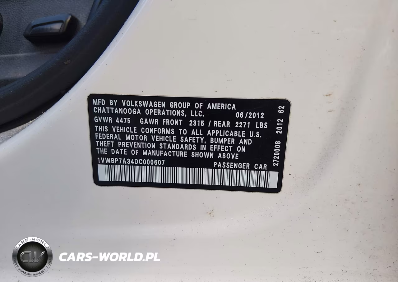 2013 Volkswagen Passat 2.5L Se VIN:1VWBP7A34DC000607 - 9