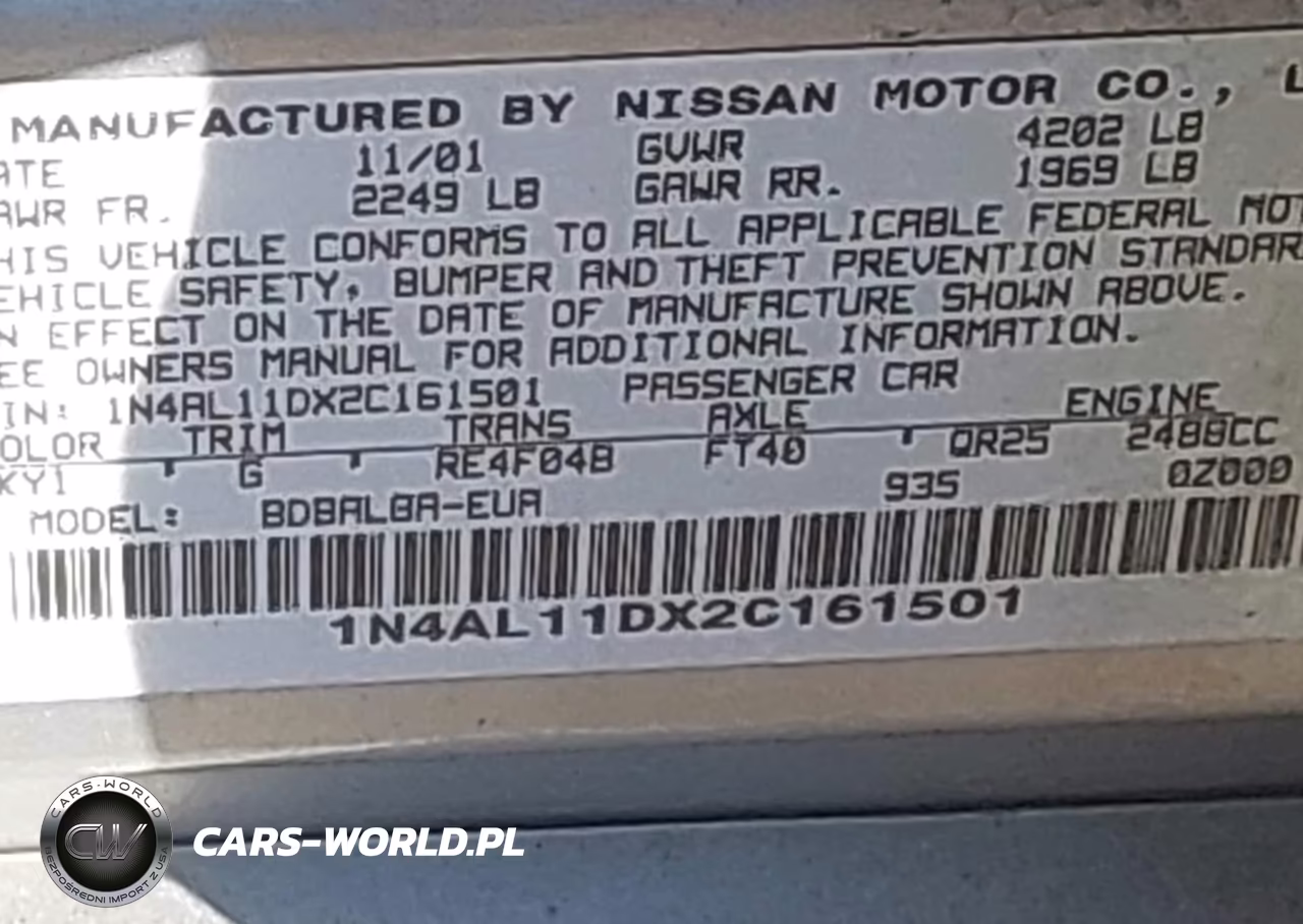 2002 Nissan Altima 2.5 S VIN:1N4AL11DX2C161501 - 9