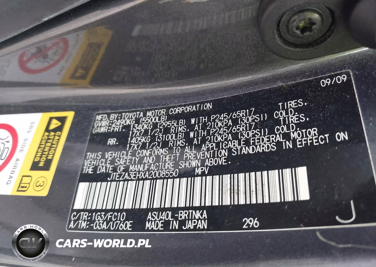 2010 Toyota Highlander VIN:JTEZA3EHXA2008550 - 9