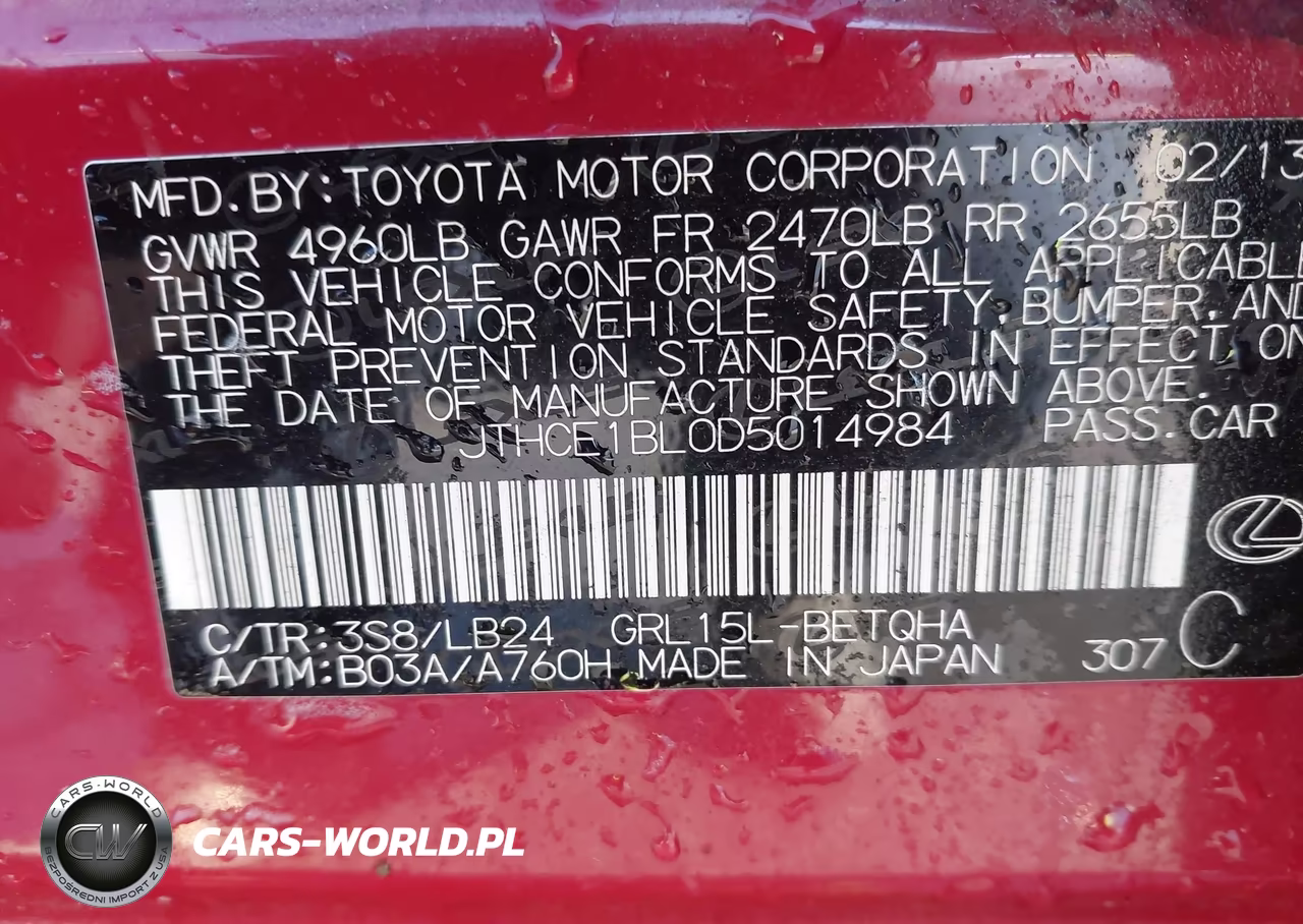 2013 Lexus Gs 350 VIN:JTHCE1BL0D5014984 - 9