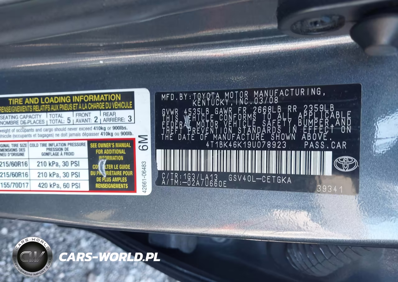 2009 Toyota Camry Xle V6 VIN:4T1BK46K19U078923 - 9