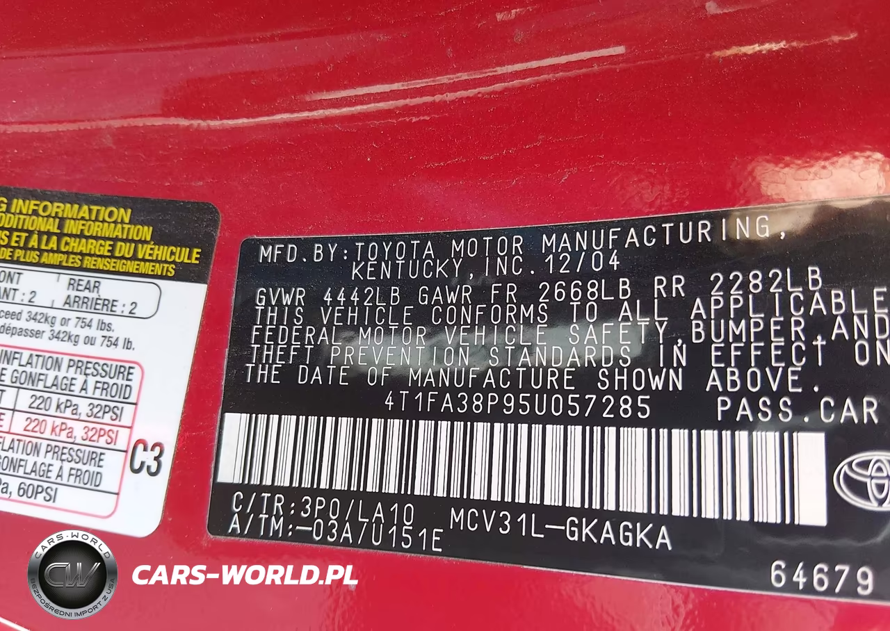 2005 Toyota Camry Solara Sle VIN:4T1FA38P95U057285 - 9