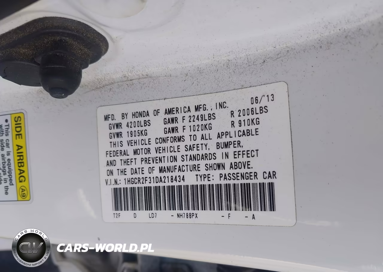 2013 Honda Accord Lx VIN:1HGCR2F31DA218434 - 9