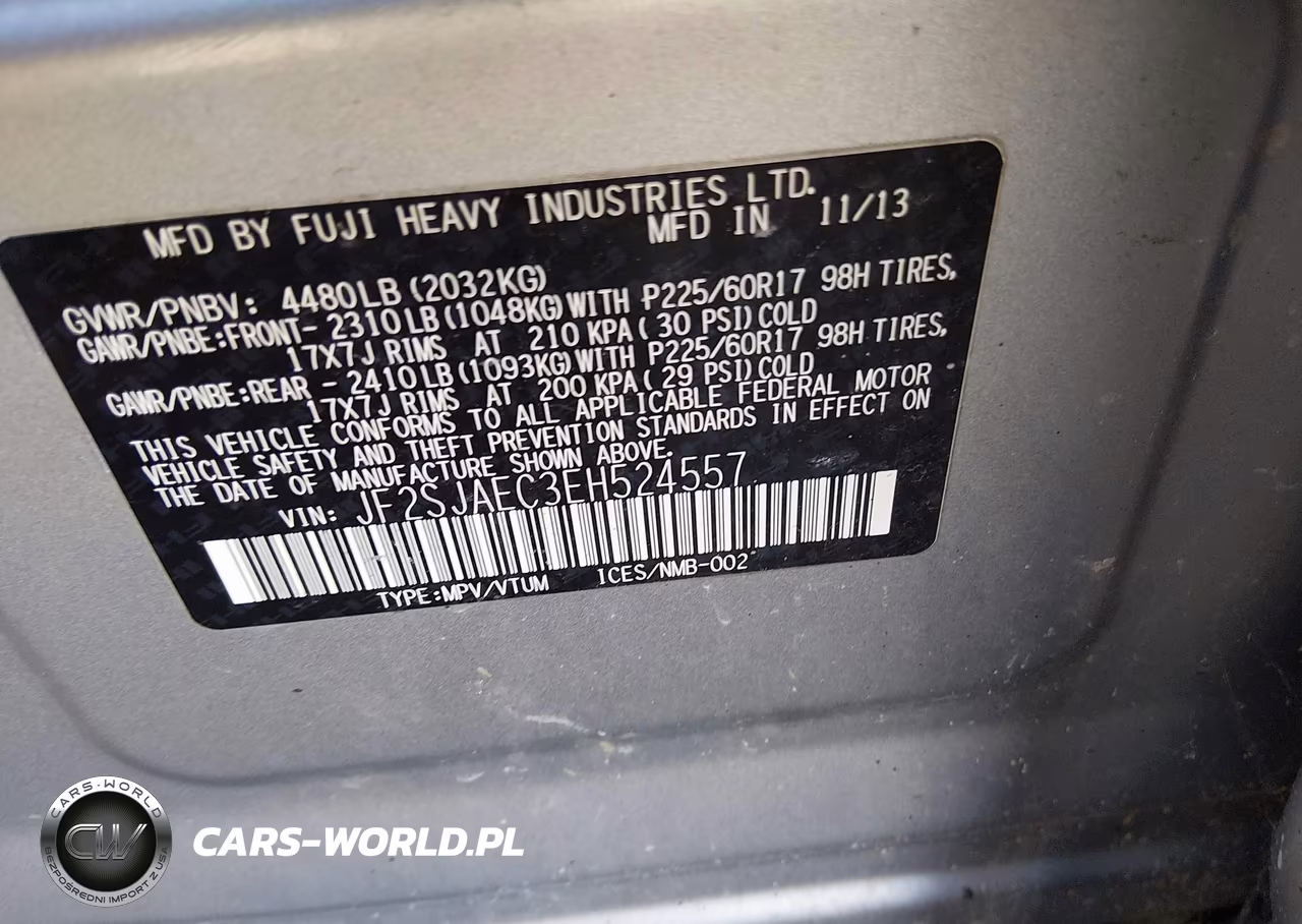2014 Subaru Forester 2.5I Premium VIN:JF2SJAEC3EH524557 - 9