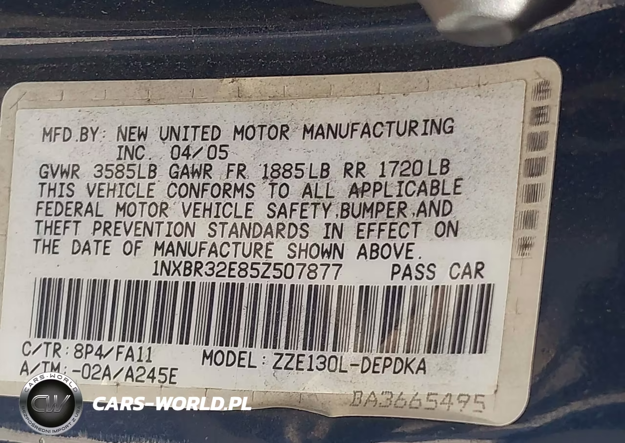 2005 Toyota Corolla Ce VIN:1NXBR32E85Z507877 - 9