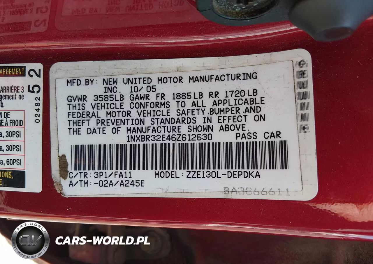 2006 Toyota Corolla Ce VIN:1NXBR32E46Z612630 - 9
