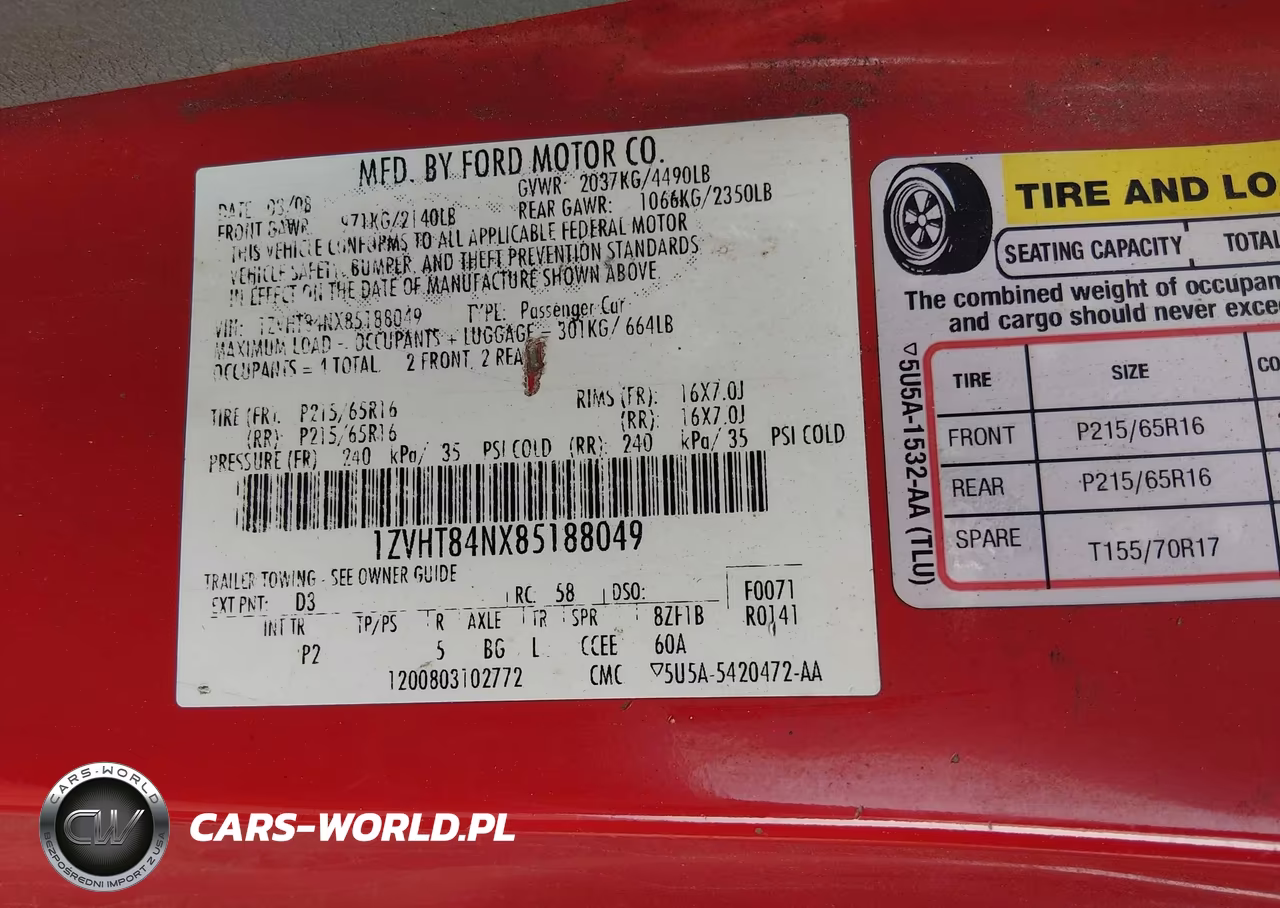 2008 Ford Mustang V6 Deluxe VIN:1ZVHT84NX85188049 - 9