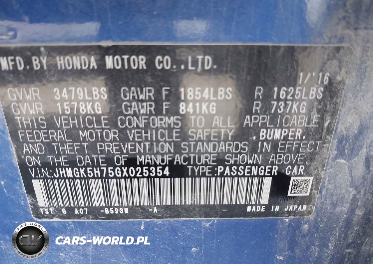 2016 Honda Fit Ex VIN:JHMGK5H75GX025354 - 9