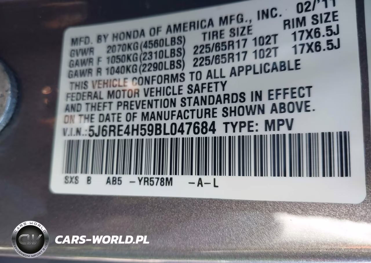 2011 Honda Cr-V Ex VIN:5J6RE4H59BL047684 - 9