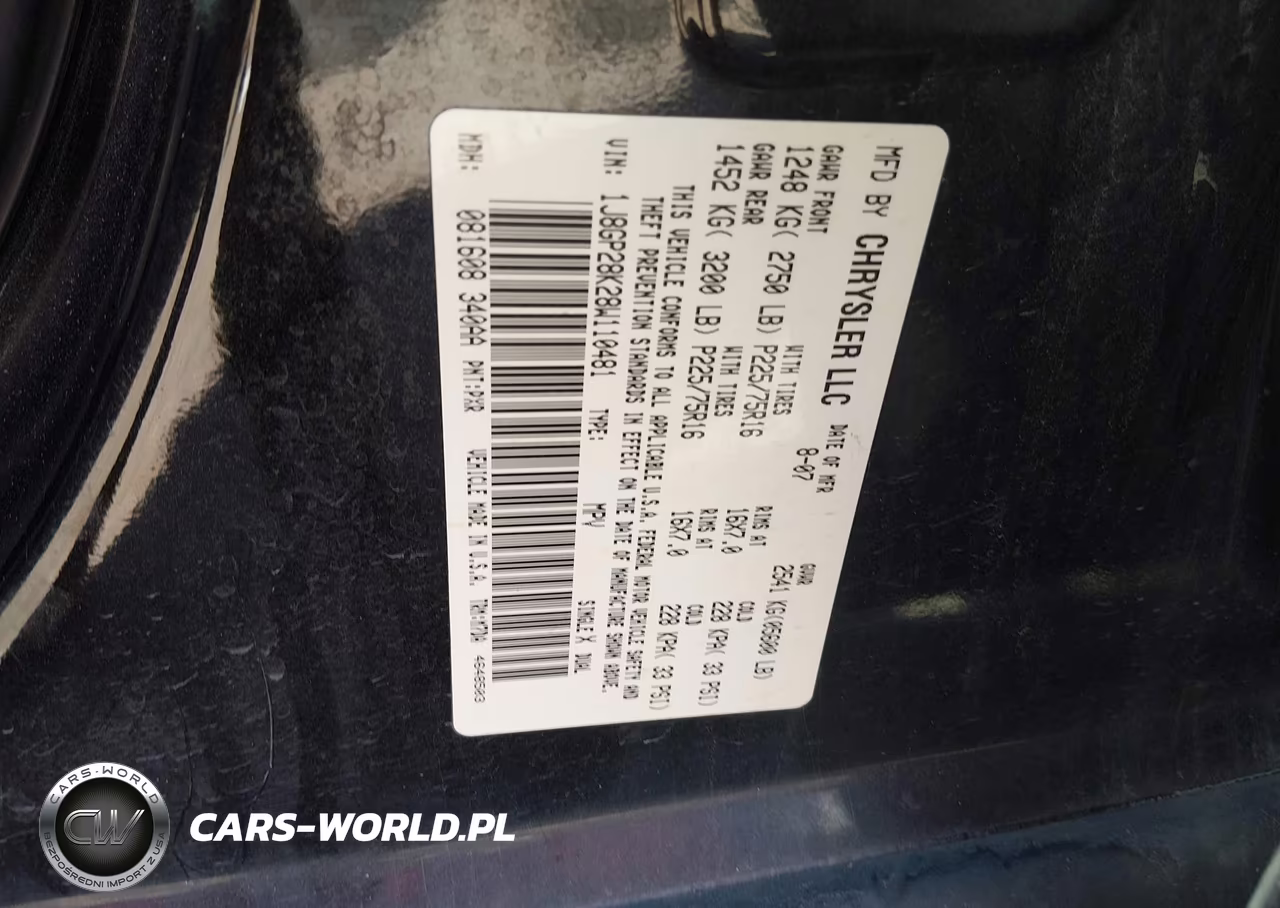 2008 Jeep Liberty Sport VIN:1J8GP28K28W110481 - 9