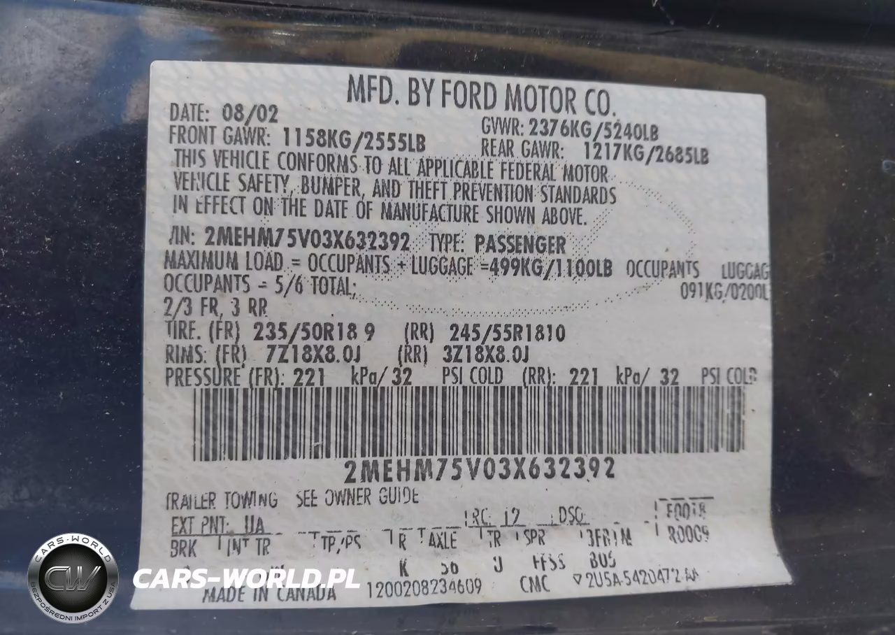2003 Mercury Marauder VIN:2MEHM75V03X632392 - 9