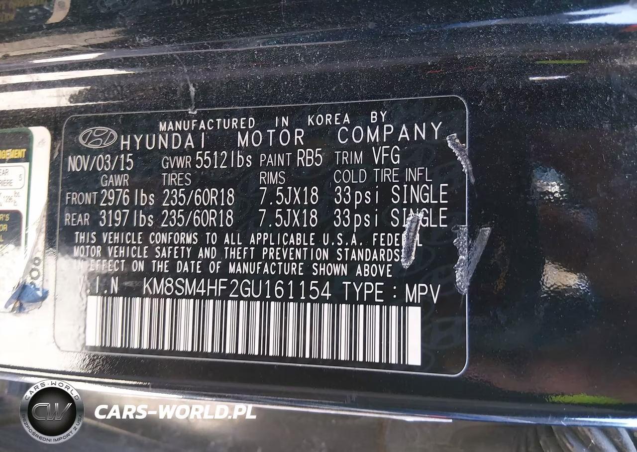 2016 Hyundai Santa Fe Se VIN:KM8SM4HF2GU161154 - 9