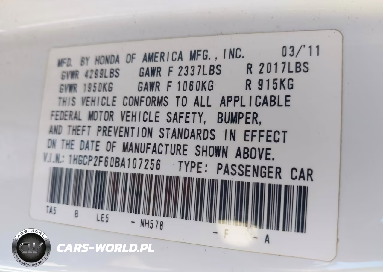 2011 Honda Accord 2.4 Se VIN:1HGCP2F60BA107256 - 9