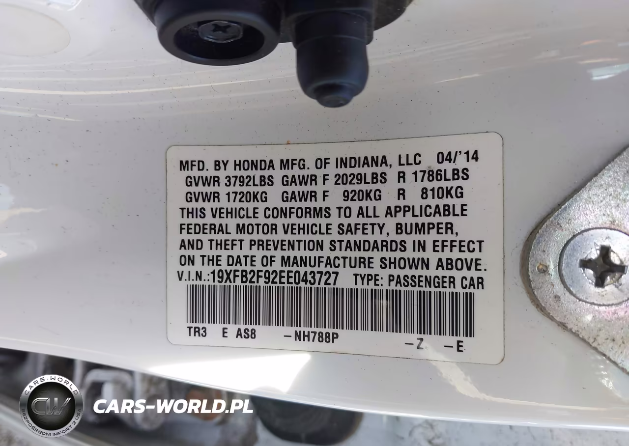 2014 HONDA CIVIC EXL VIN:19XFB2F92EE043727 - 9