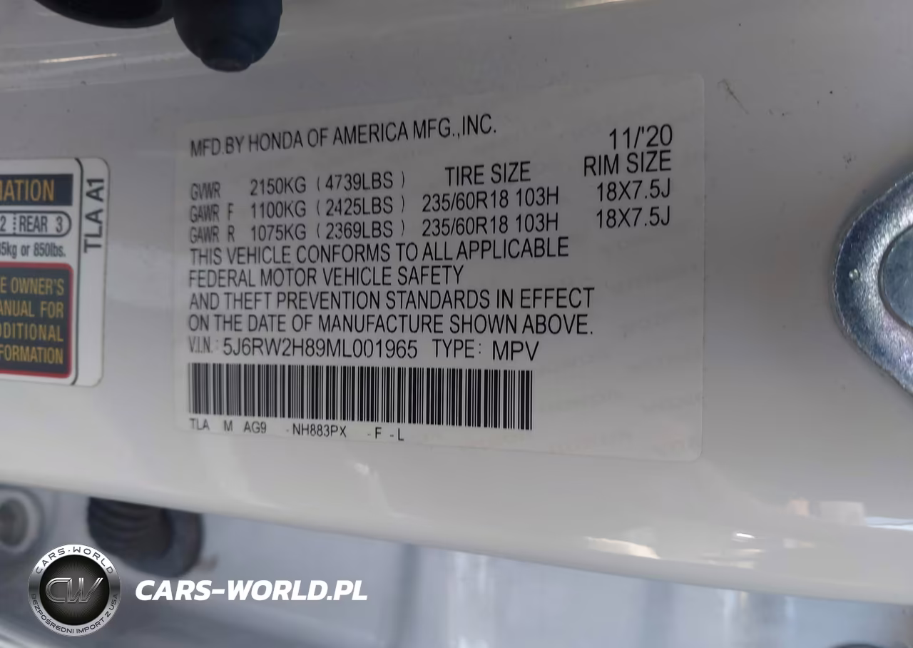 2021 Honda Cr-V Awd Ex-L VIN:5J6RW2H89ML001965 - 9