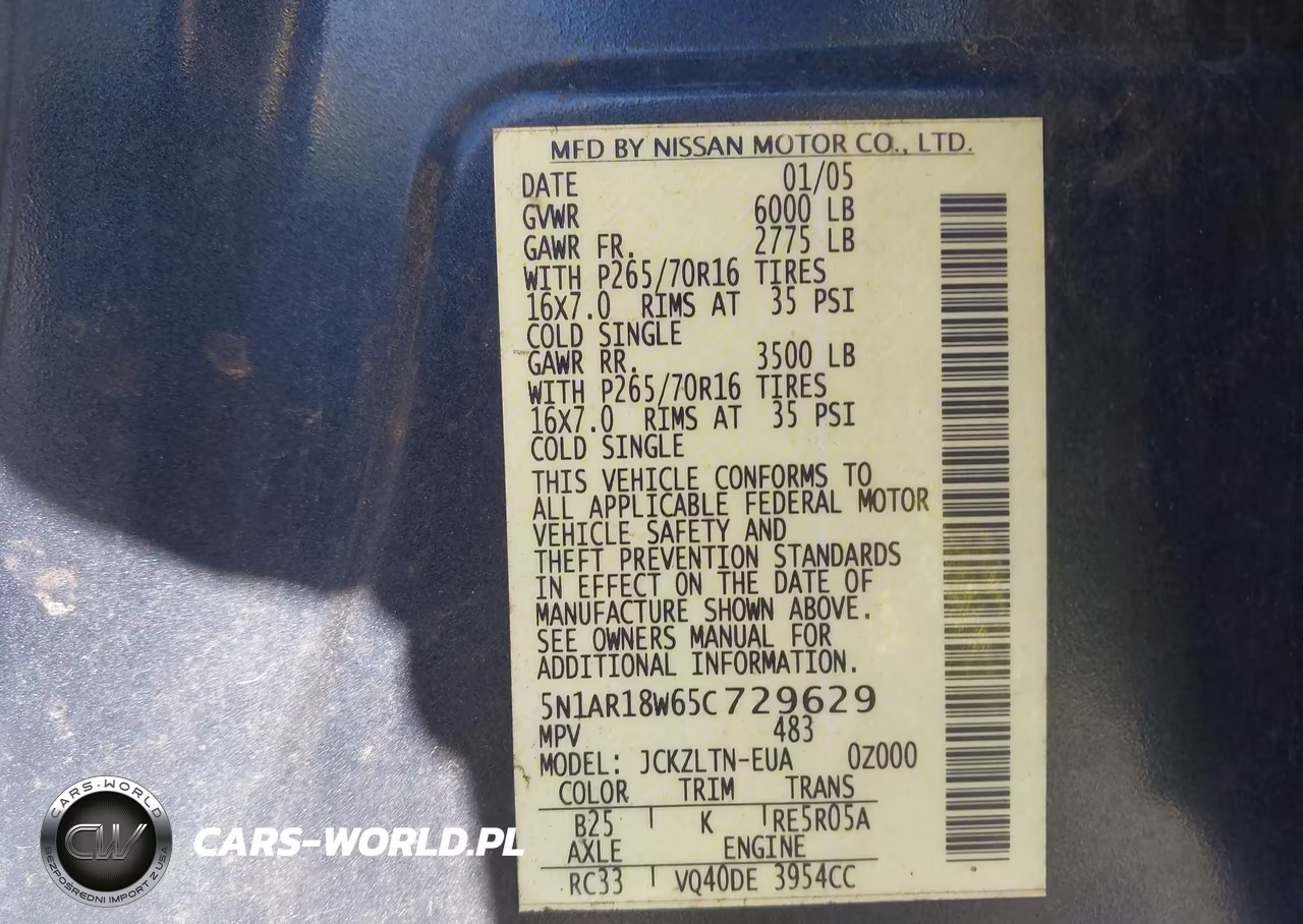 2005 Nissan Pathfinder Se VIN:5N1AR18W65C729629 - 9