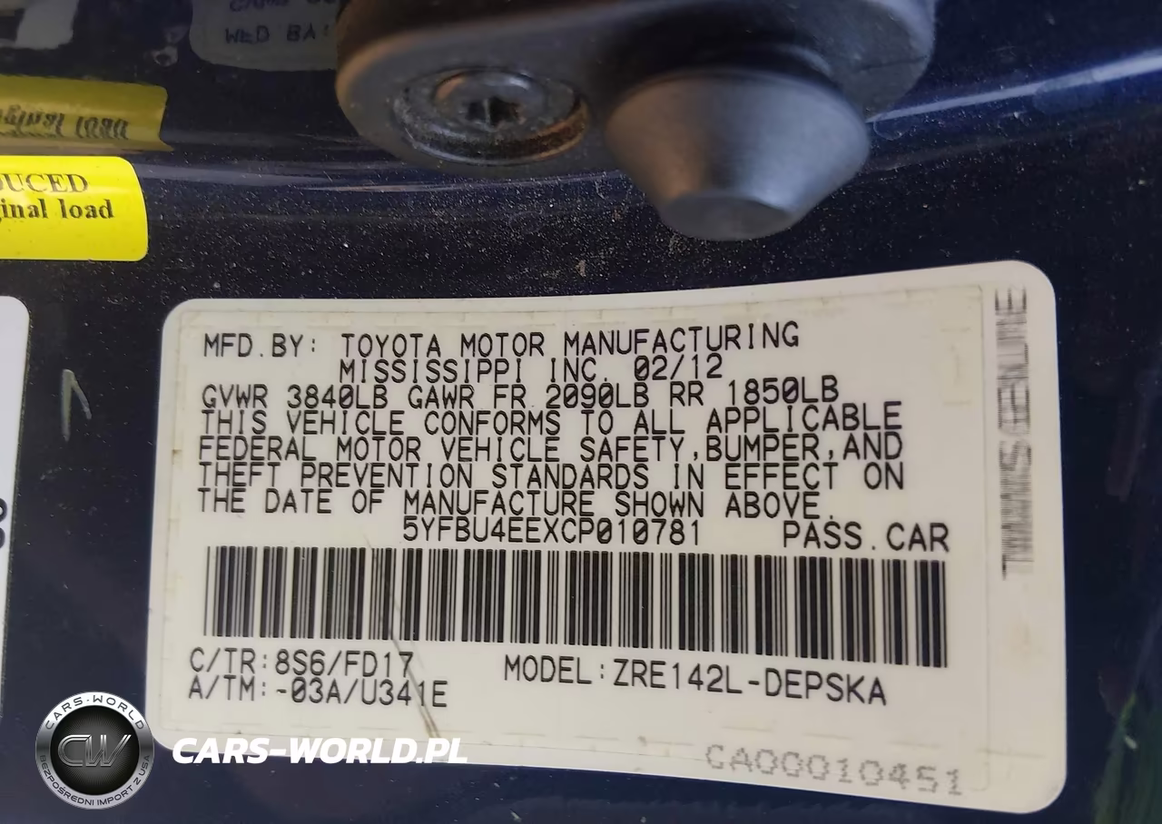 2012 Toyota Corolla S VIN:5YFBU4EEXCP010781 - 9