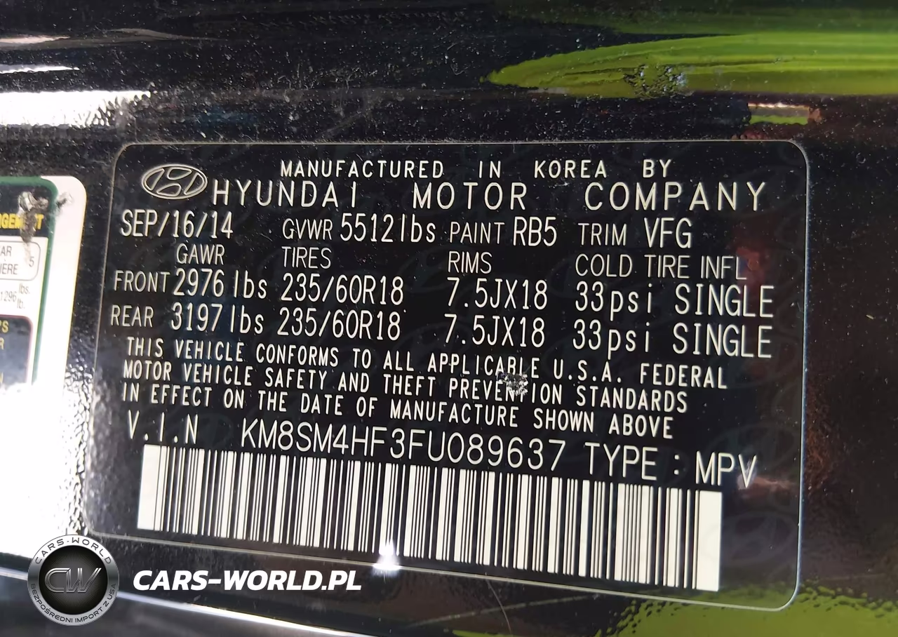 2015 Hyundai Santa Fe Gls VIN:KM8SM4HF3FU089637 - 9