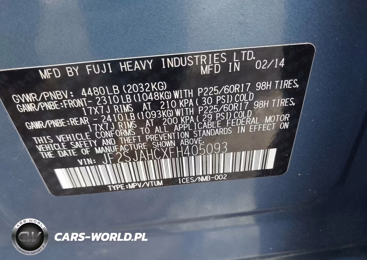 2015 Subaru Forester 2.5I Limited VIN:JF2SJAHCXFH405093 - 9