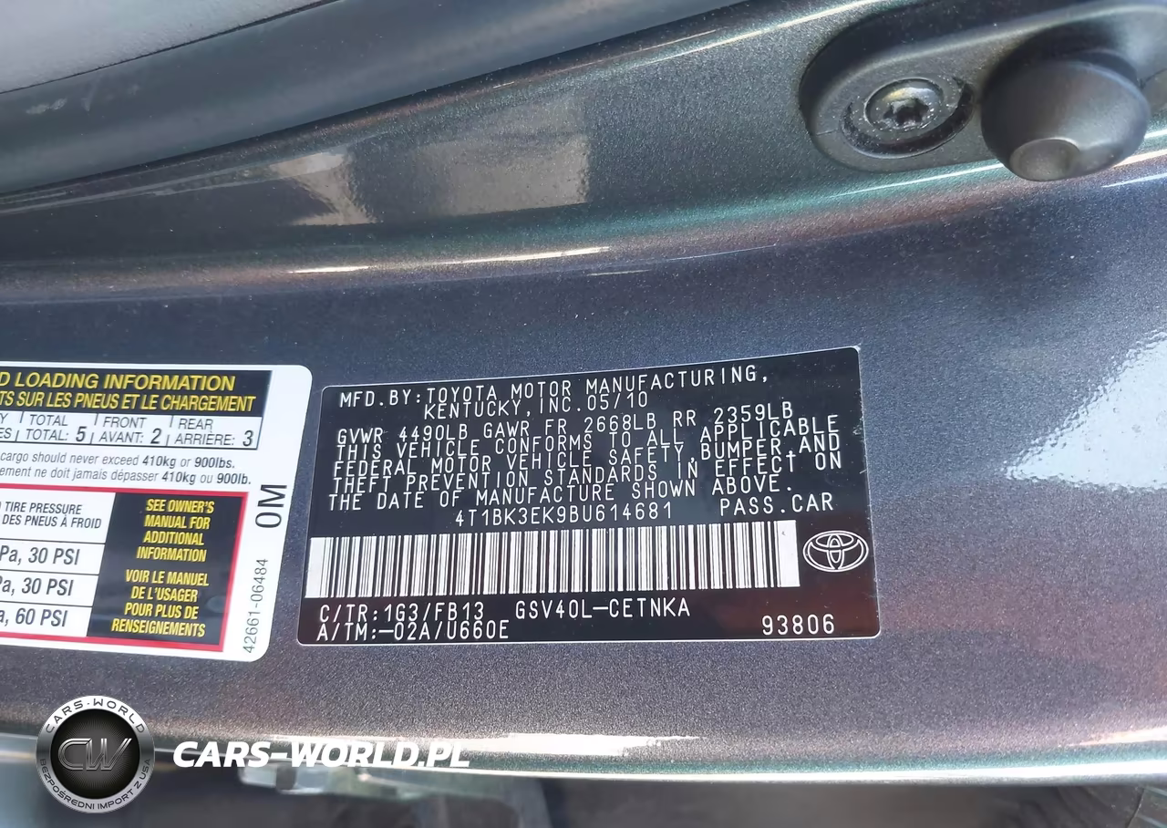 2011 Toyota Camry Le V6 VIN:4T1BK3EK9BU614681 - 9