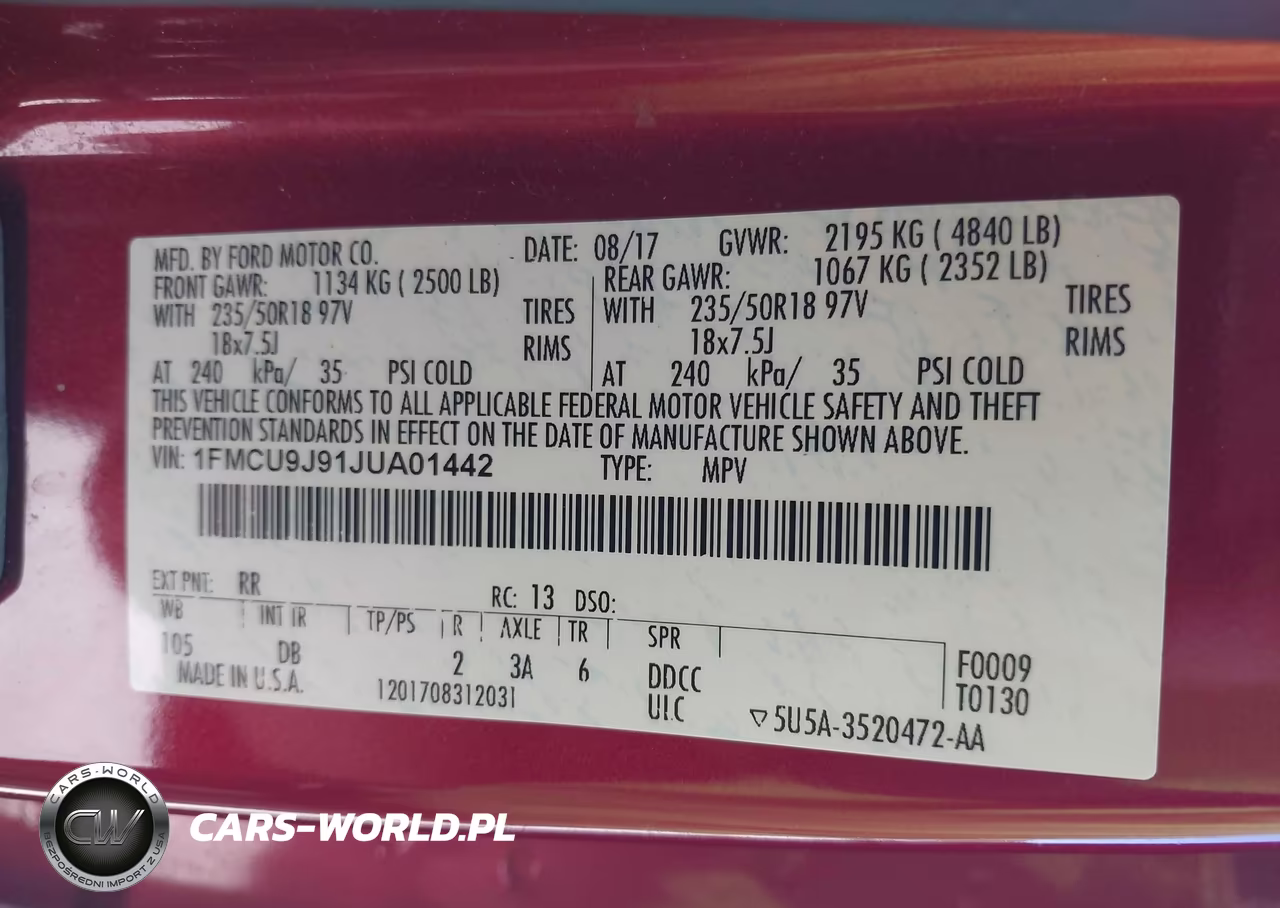 2018 Ford Escape Titanium VIN:1FMCU9J91JUA01442 - 9