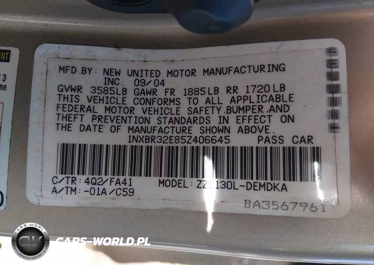 2005 Toyota Corolla Ce VIN:1NXBR32E85Z406645 - 9