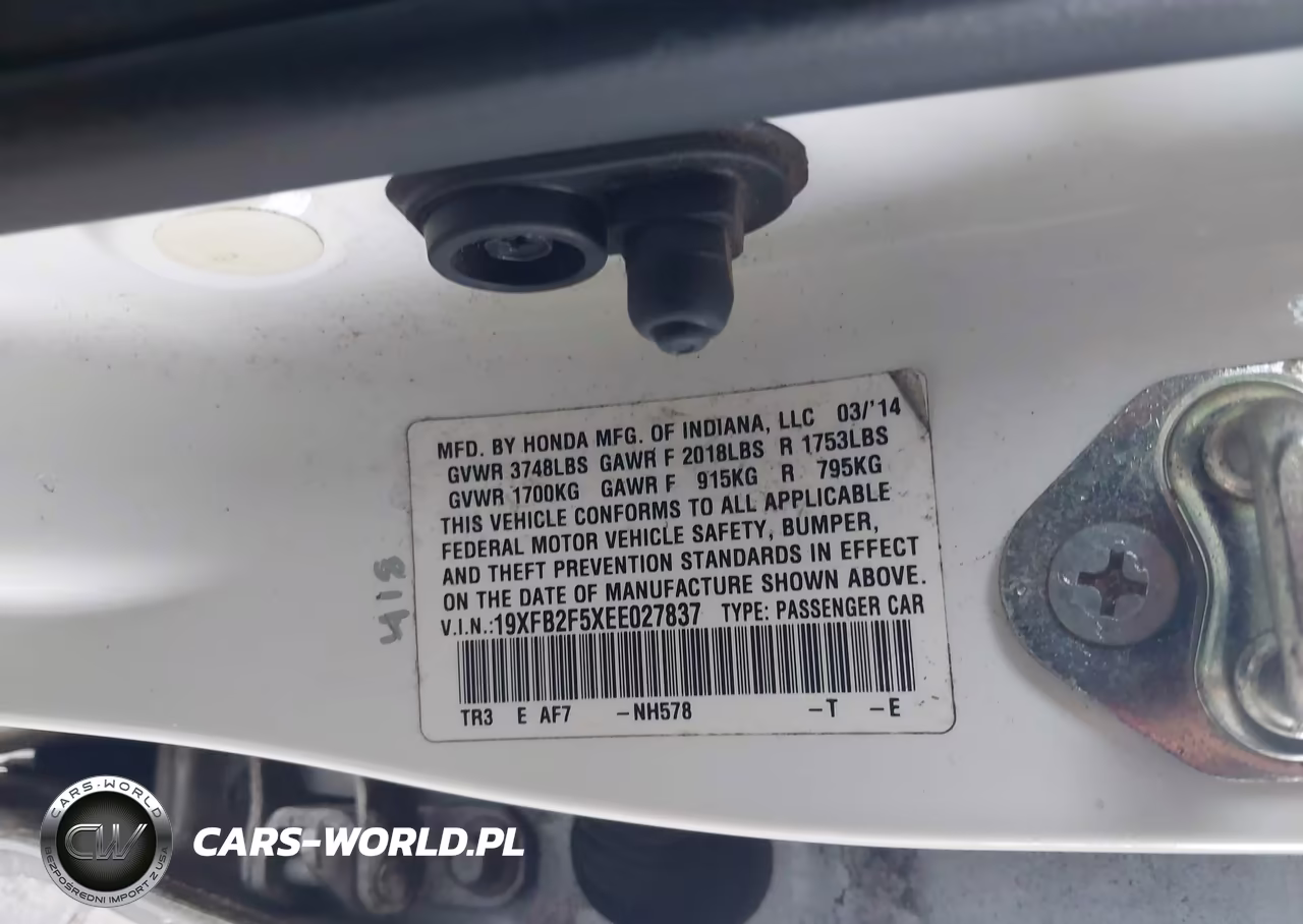 2014 Honda Civic Lx VIN:19XFB2F5XEE027837 - 9