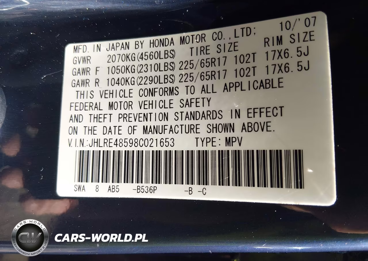 2008 Honda Cr-V Ex VIN:JHLRE48598C021653 - 9