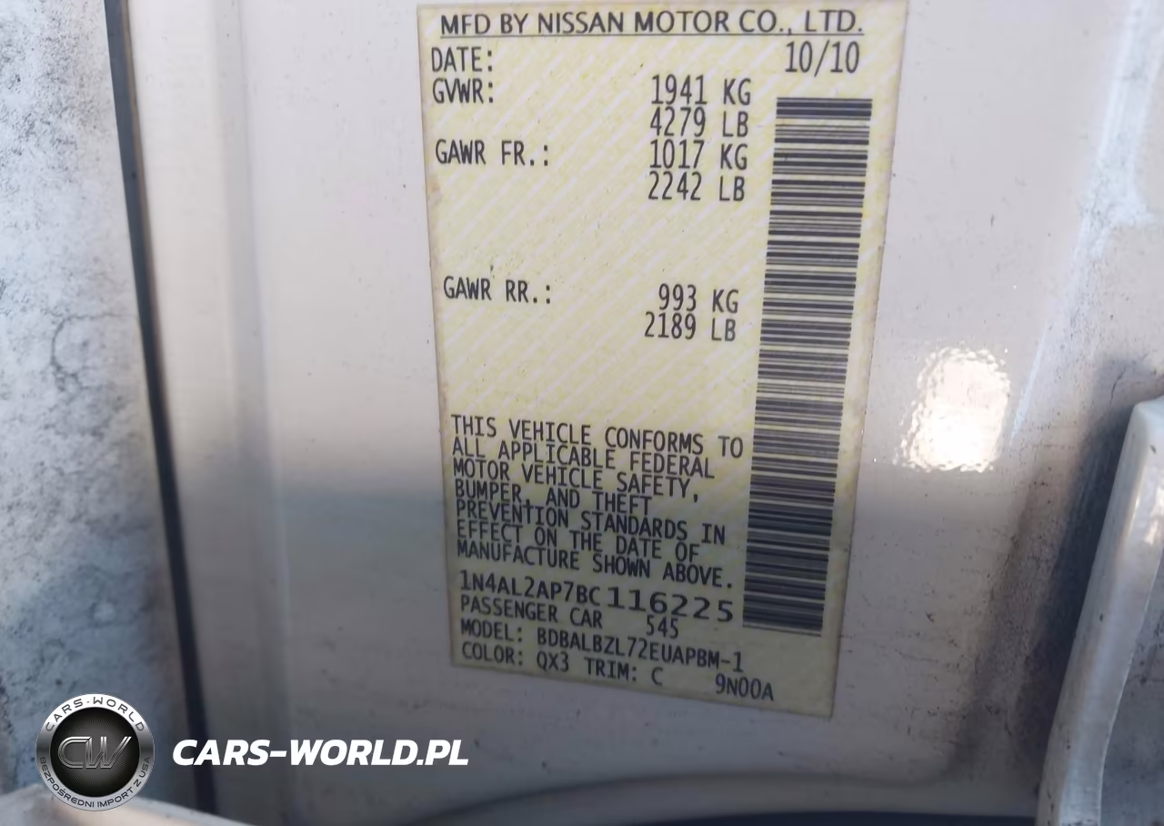 2011 Nissan Altima 2.5 S VIN:1N4AL2AP7BC116225 - 9