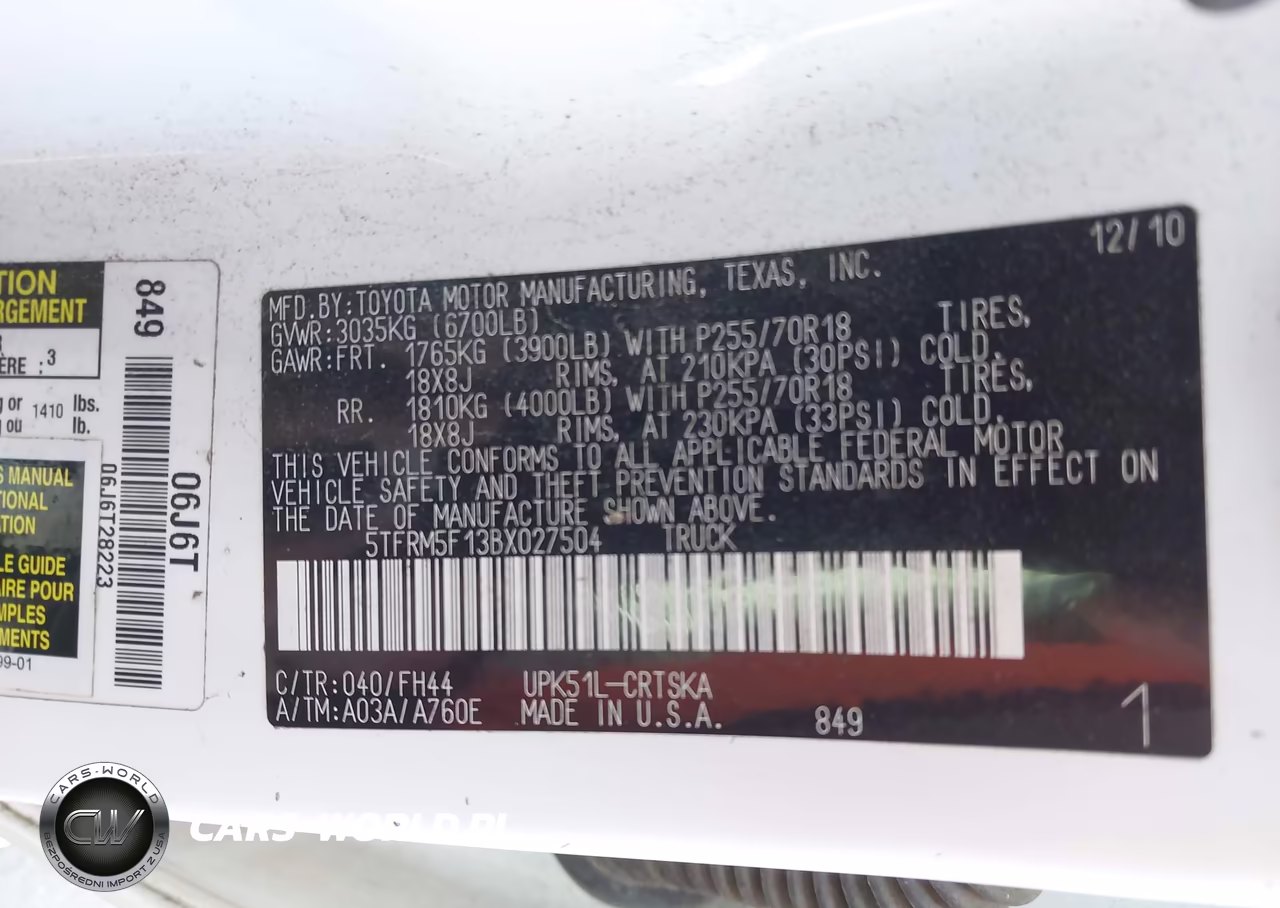 2011 Toyota Tundra Grade 4.6L V8 VIN:5TFRM5F13BX027504 - 9