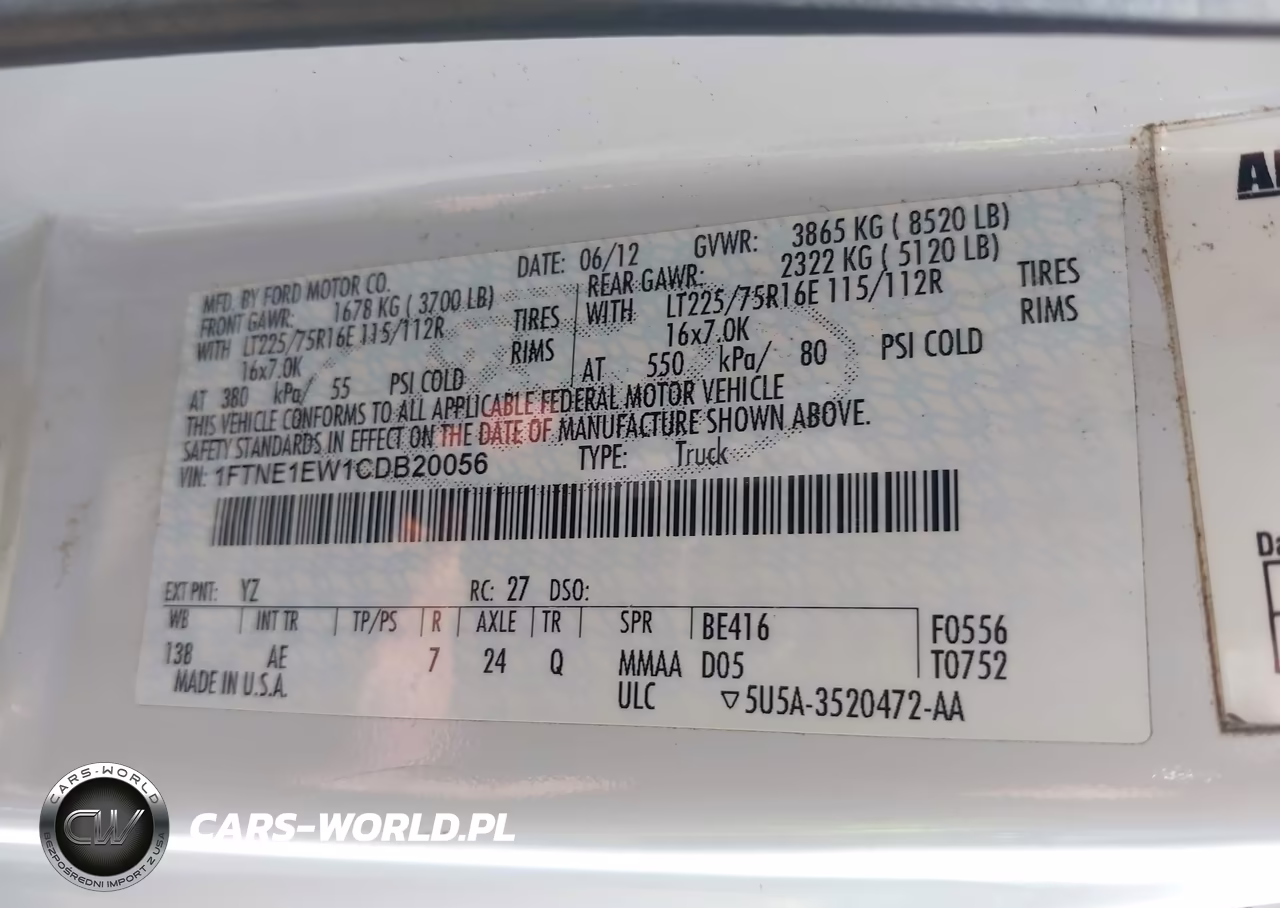 2012 Ford E-150 Commercial VIN:1FTNE1EW1CDB20056 - 9