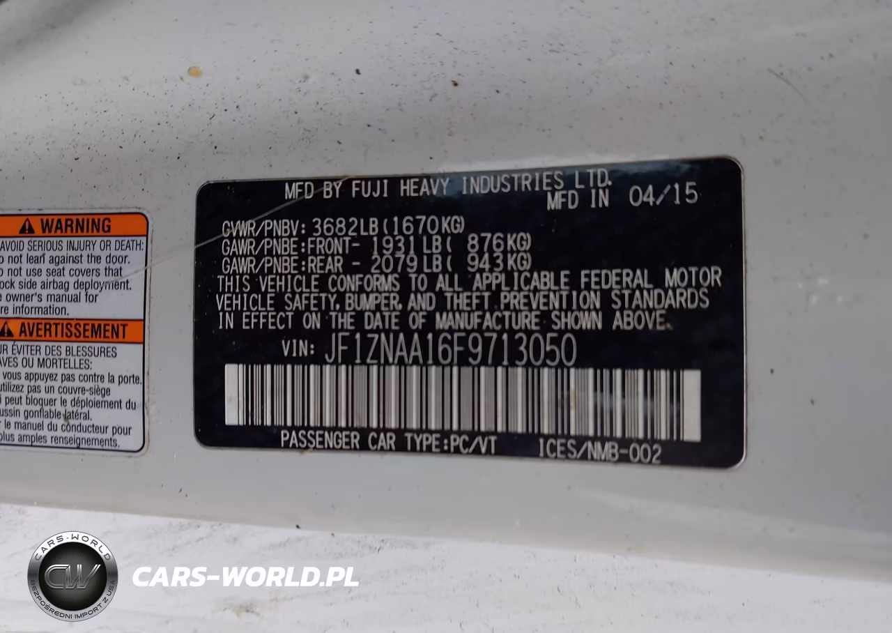 2015 Scion Fr-S VIN:JF1ZNAA16F9713050 - 9