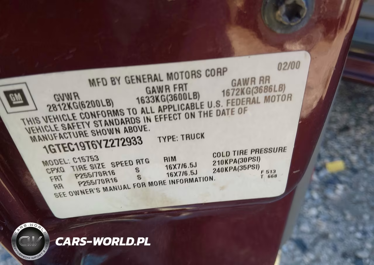 2000 GMC Sierra 1500 Sle VIN:1GTEC19T6YZ272933 - 9