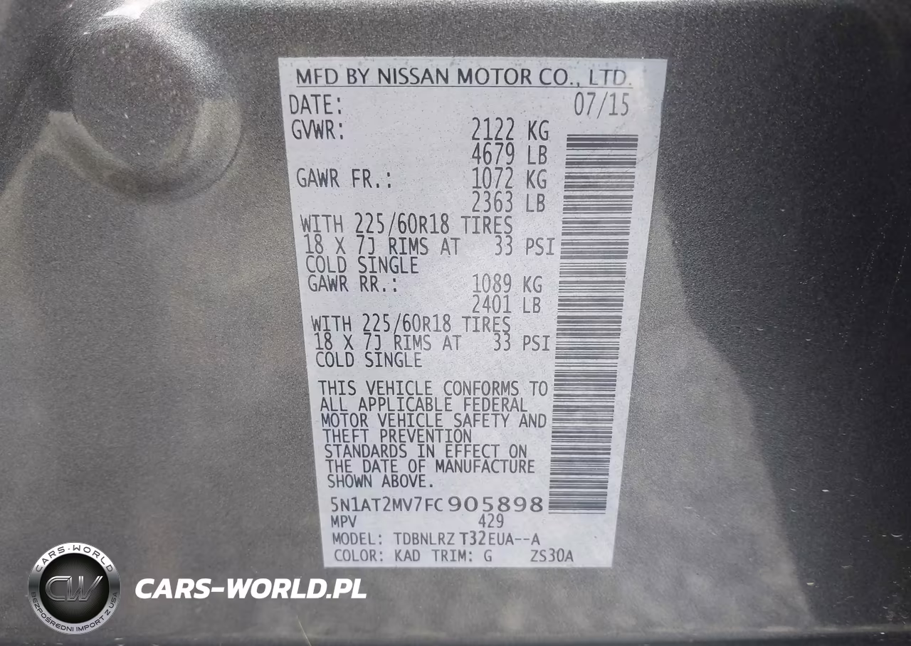 2015 Nissan Rogue Sl VIN:5N1AT2MV7FC905898 - 9
