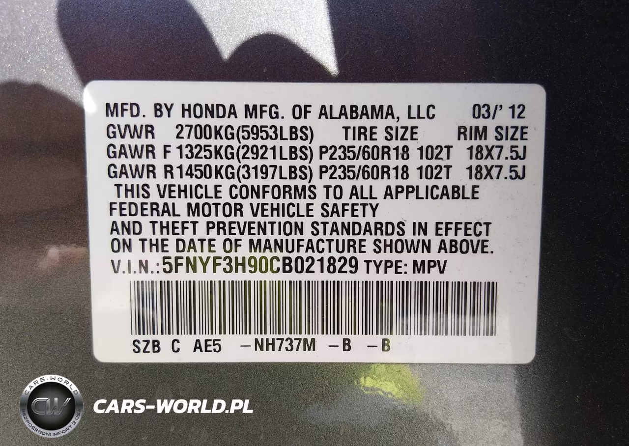 2012 Honda Pilot Touring VIN:5FNYF3H90CB021829 - 9