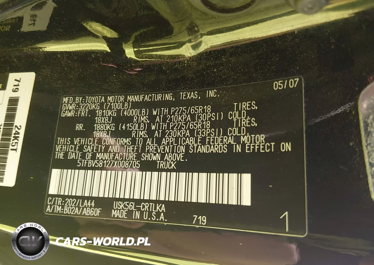 2007 Toyota Tundra Limited 5.7L V8 VIN:5TFBV58127X008705 - 9