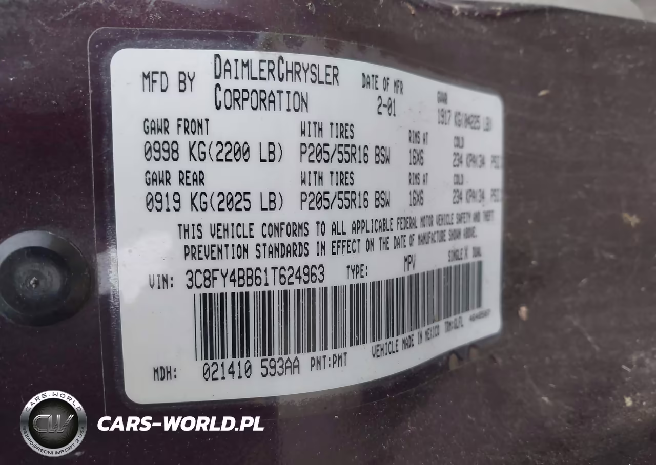 2001 Chrysler Pt Cruiser VIN:3C8FY4BB61T624963 - 9