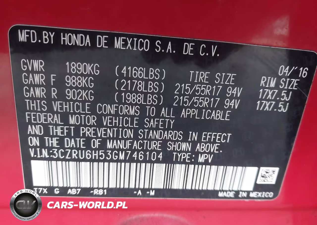 2016 Honda Hr-V Ex VIN:3CZRU6H53GM746104 - 9