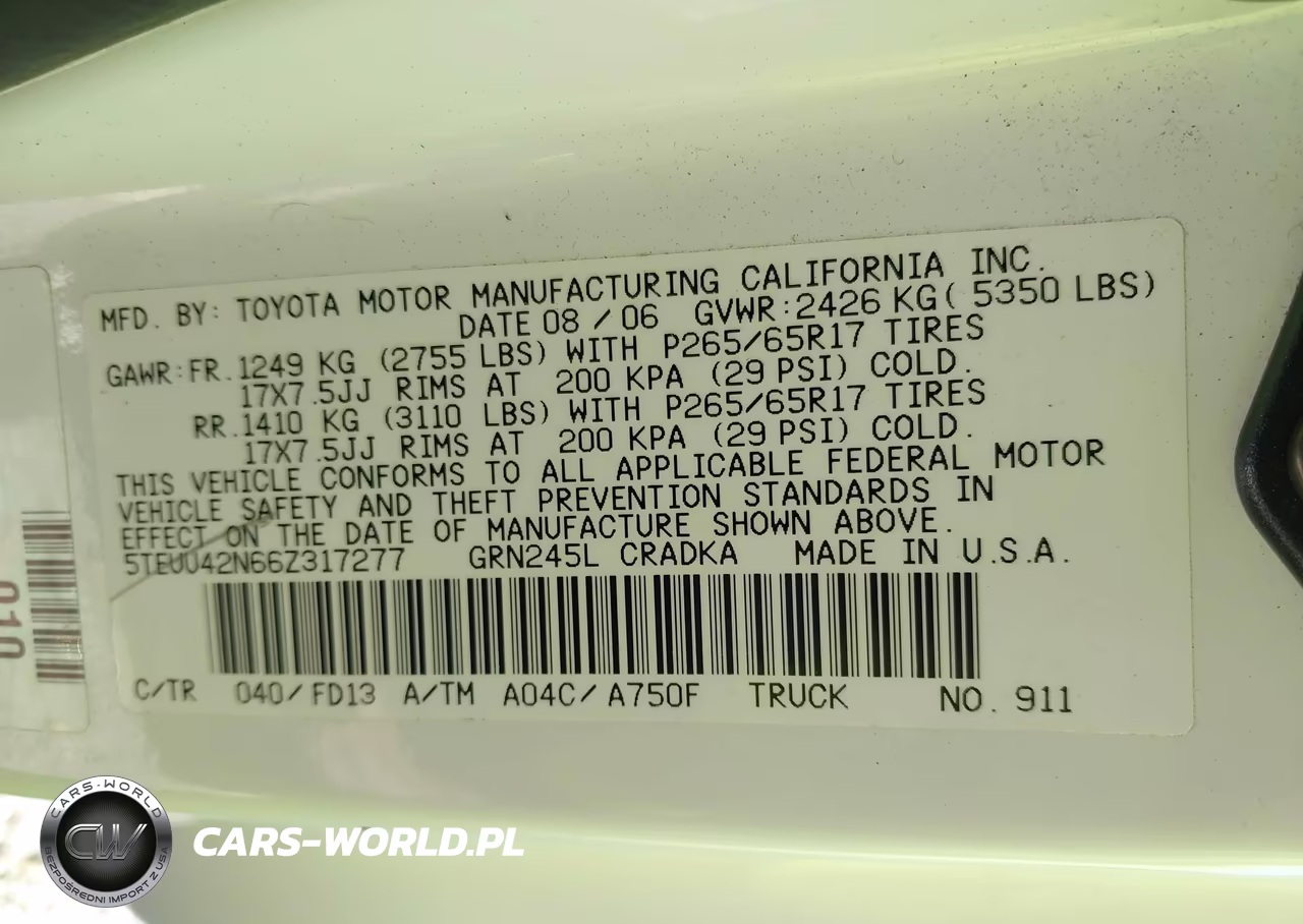 2006 Toyota Tacoma Base V6 VIN:5TEUU42N66Z317277 - 9