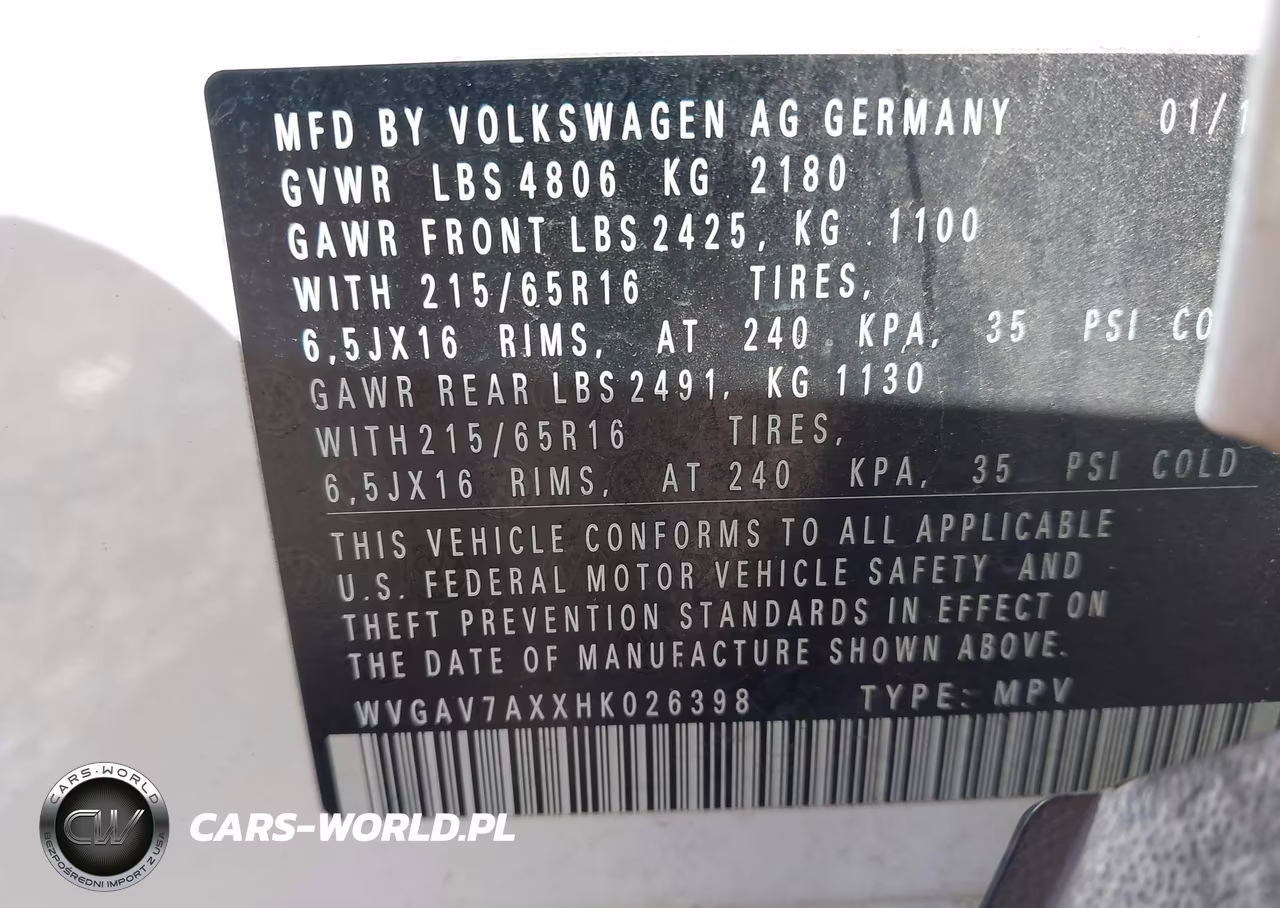 2017 Volkswagen Tiguan 2.0T-2.0T S VIN:WVGAV7AXXHK026398 - 9