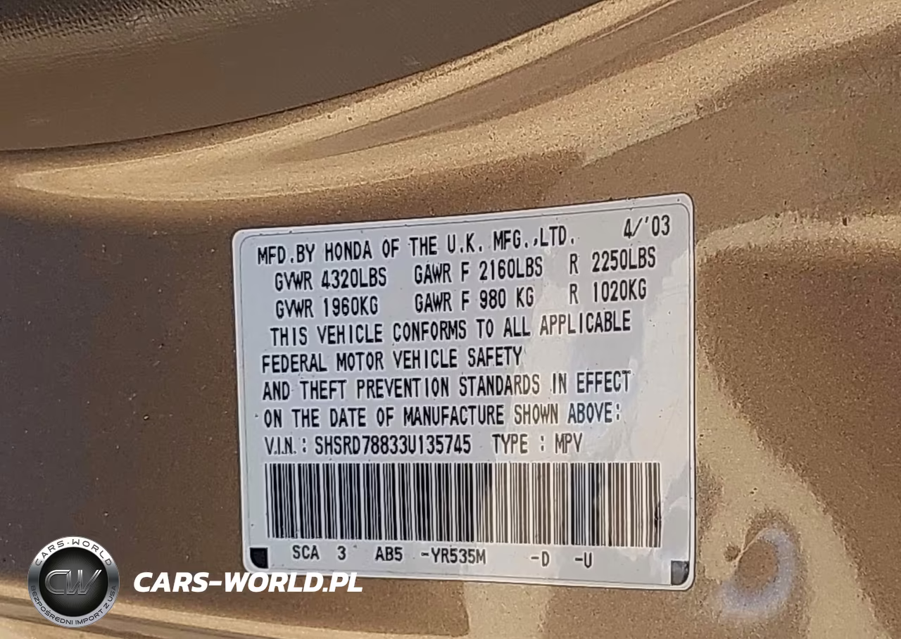 2003 Honda Cr-V Ex VIN:SHSRD78833U135745 - 9